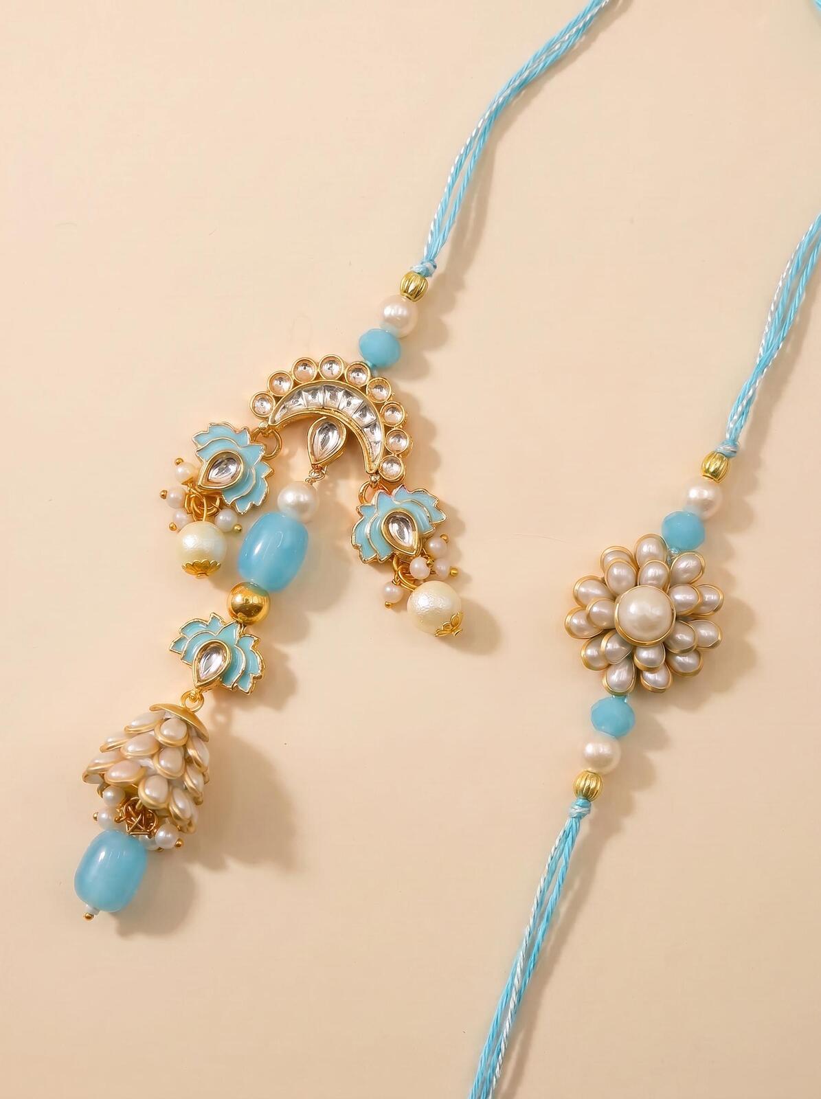 Kundan Couple Rakhi / Rakhri for Brother -Sister in law| Bhai Bhabhi Rakhi Combo
