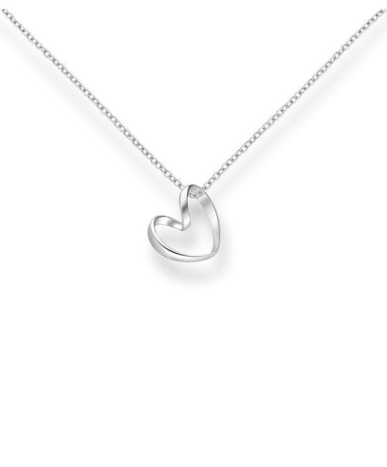 Sterling Silver Heart Necklace, Tiny Heart Pendant, Dainty Heart Necklace, Gift for Her