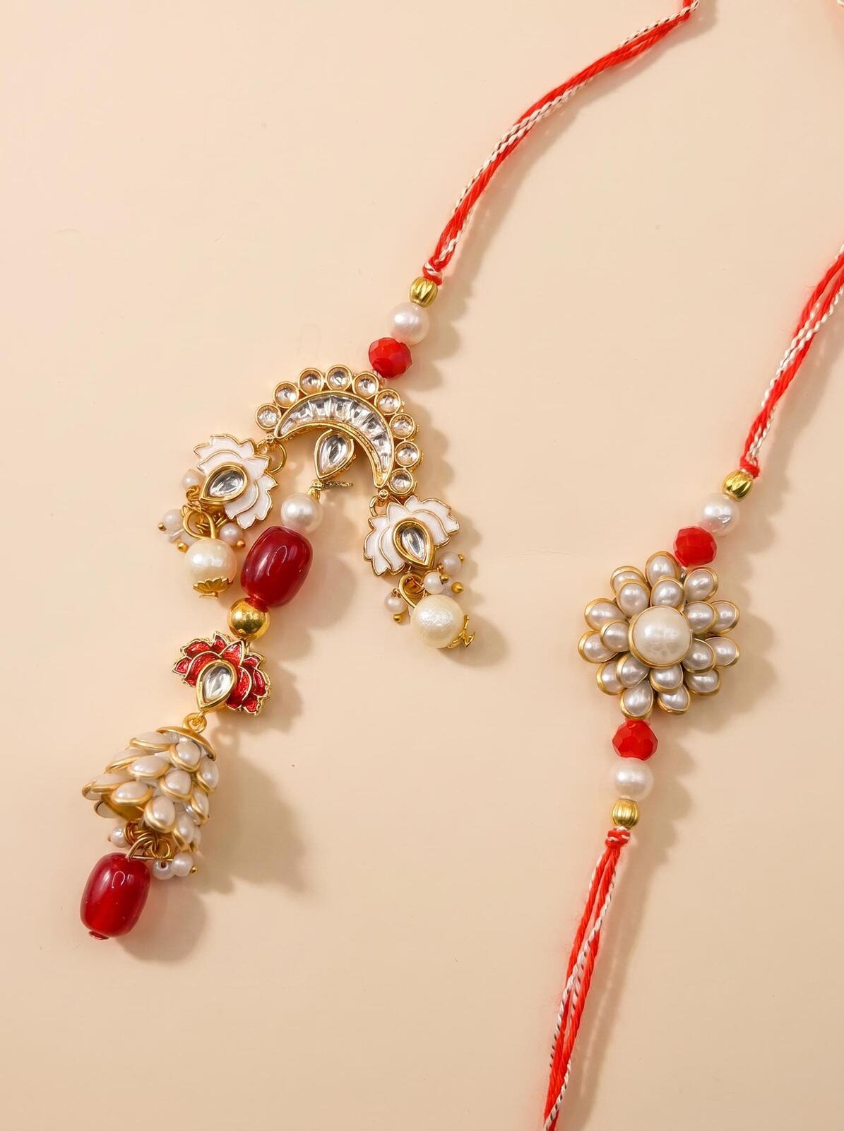 Kundan Couple Rakhi / Rakhri for Brother -Sister in law| Bhai Bhabhi Rakhi Combo