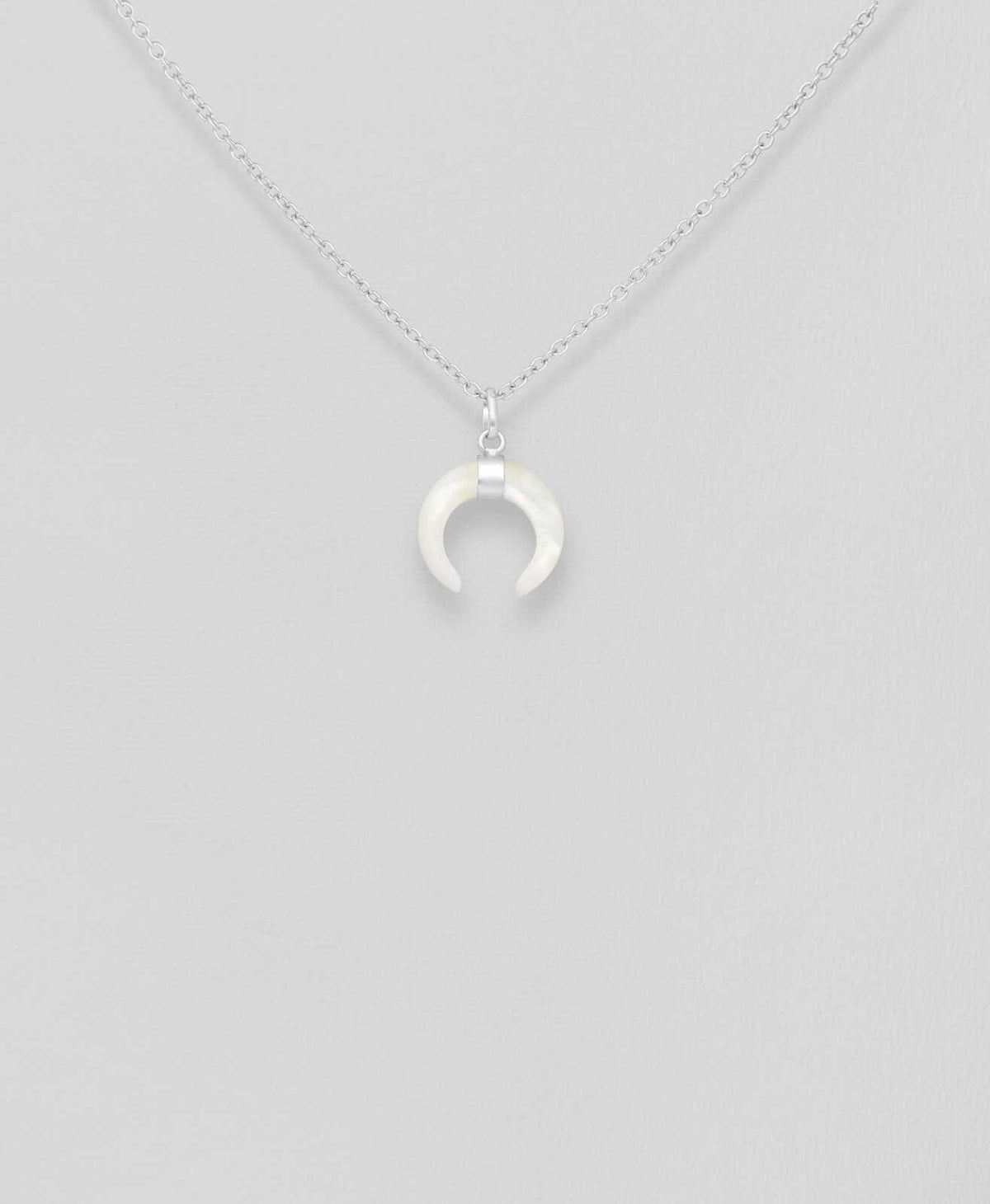 Sterling Silver Shell Pendant | Horn Shaped Shell Necklace | 18 Inch Silver Chain | Sea Jewellery
