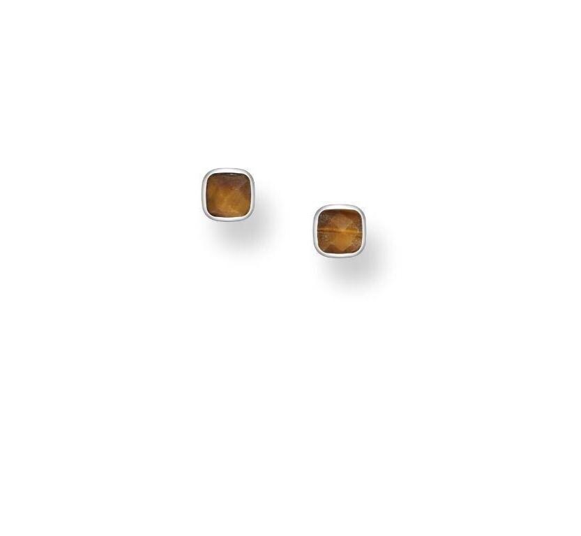 Sterling Silver Square Gemstone Stud Earrings, Crystal Studs, Boho Jewellery Gift For Women