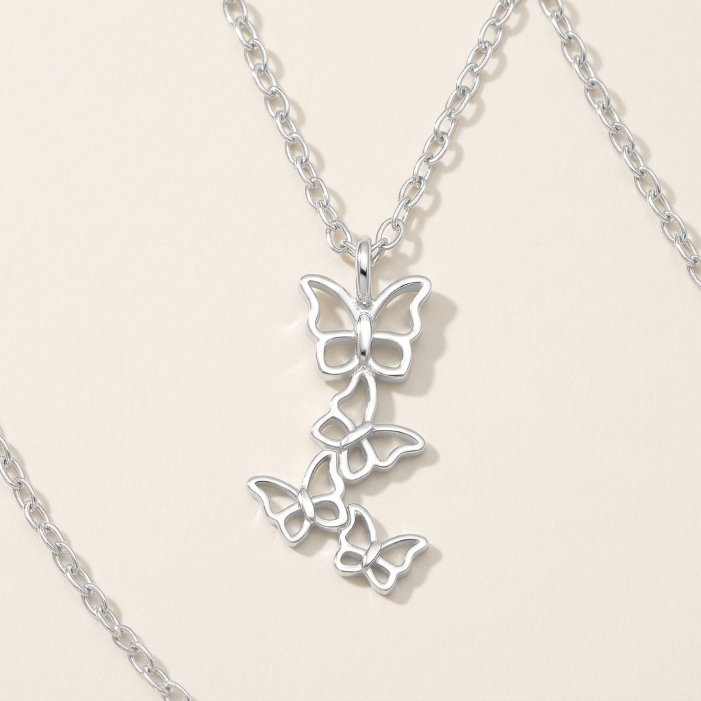 Sterling Silver Butterfly Pendant Necklace, Dainty Silver Butterfly Charm, Birthday Gift for Her