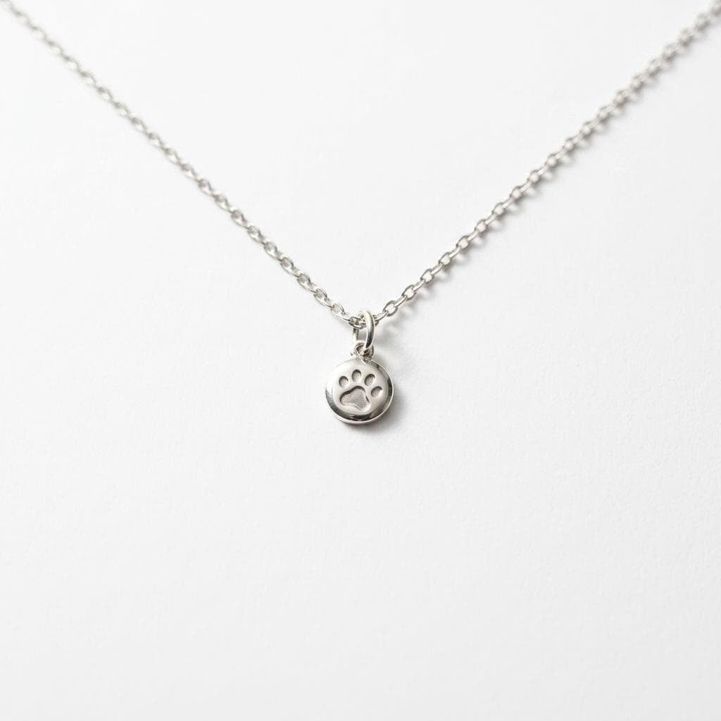 Sterling Silver Tiny Paw Print Pendant Necklace, Silver Dog Paw Charm, Cute Necklace For Her