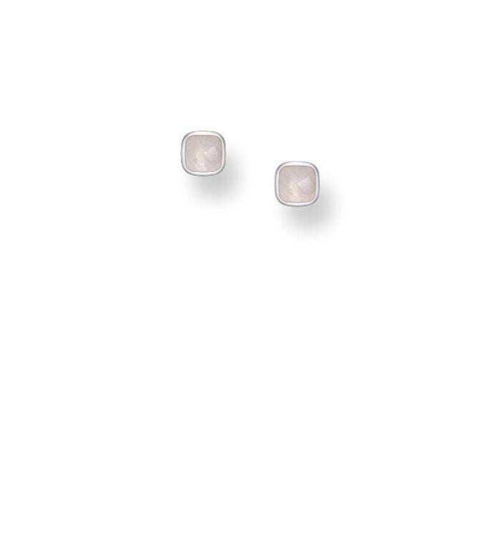 Sterling Silver Square Gemstone Stud Earrings, Crystal Studs, Boho Jewellery Gift For Women