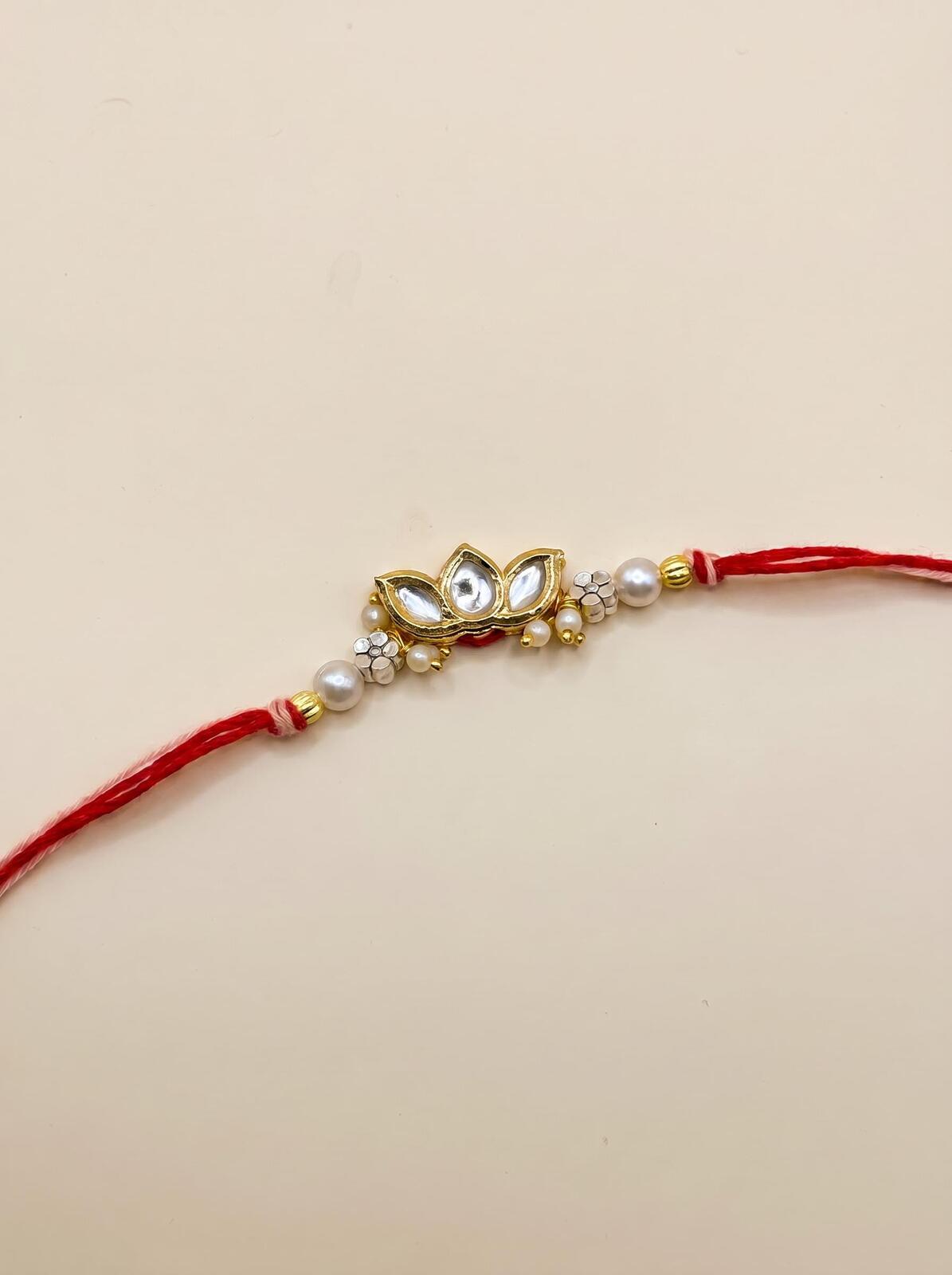 Kundan Lotus Rakhi / Rakhri for Brother