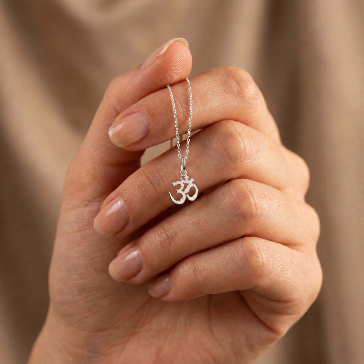 Sterling Silver Om Pendant, Sanskrit Aum Chain Pendant Necklace, Dainty Om Necklace, Yoga Jewellery