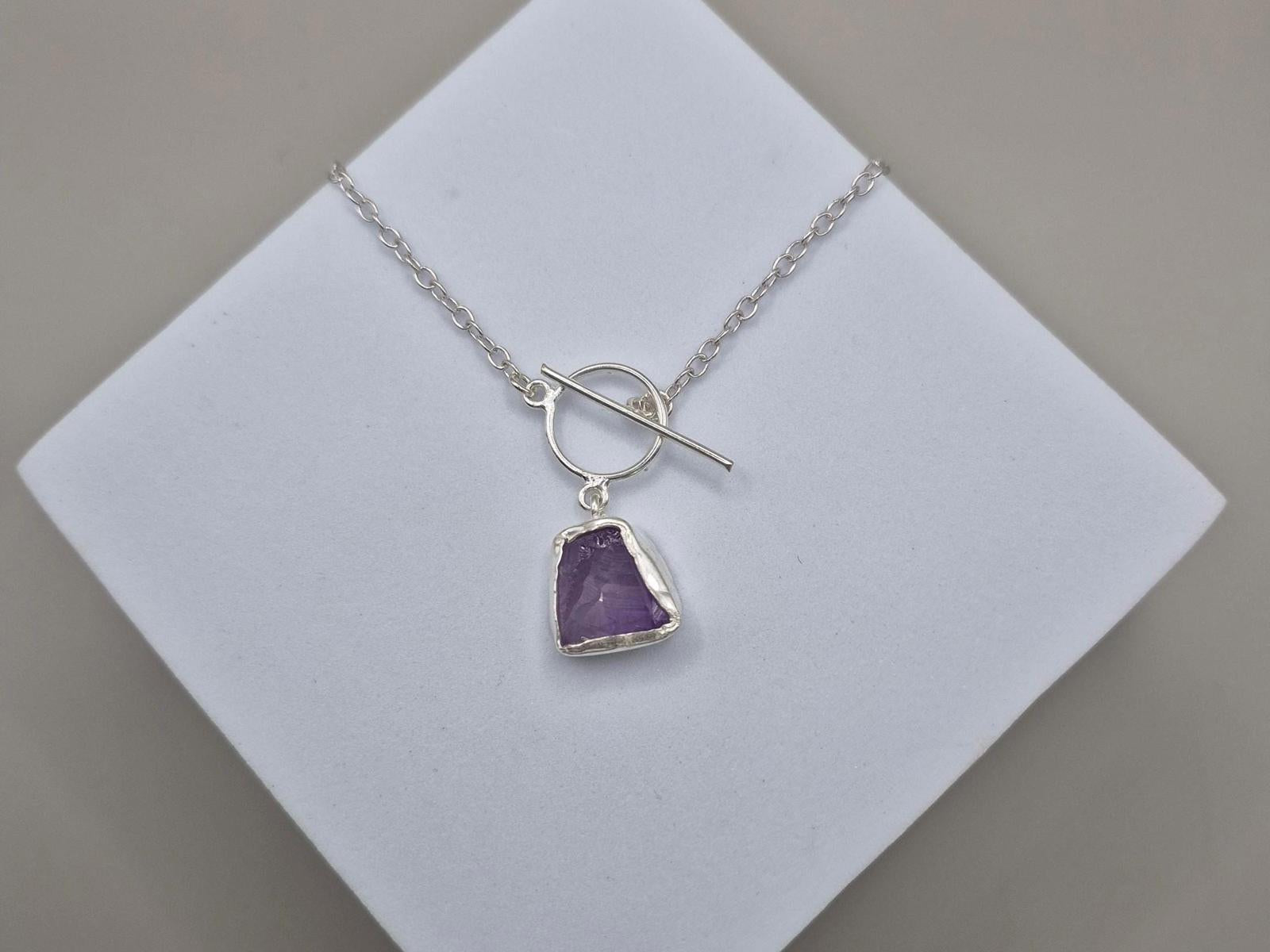 Toggle Lock Crystal Stone Necklace
