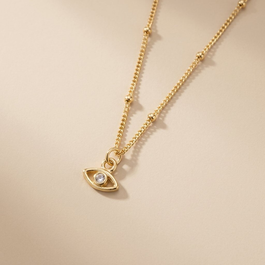 Silver Evil Eye Nazar Necklace, Dainty Protection Charm, Minimalist Evil Eye Pendant Jewellery Gift
