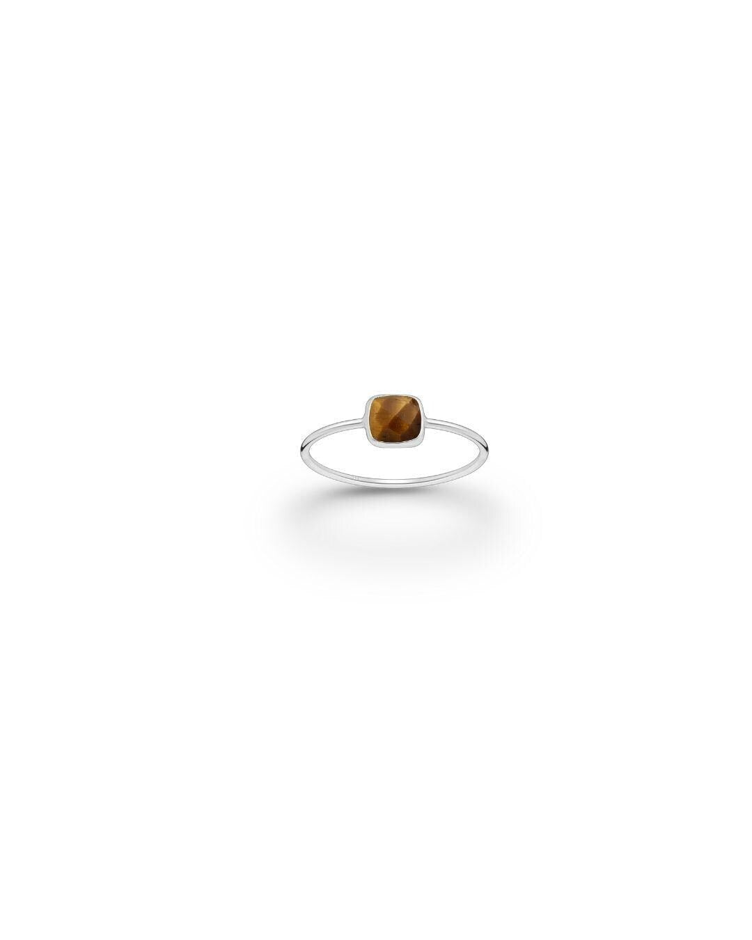 Sterling Silver Gemstone Square Ring