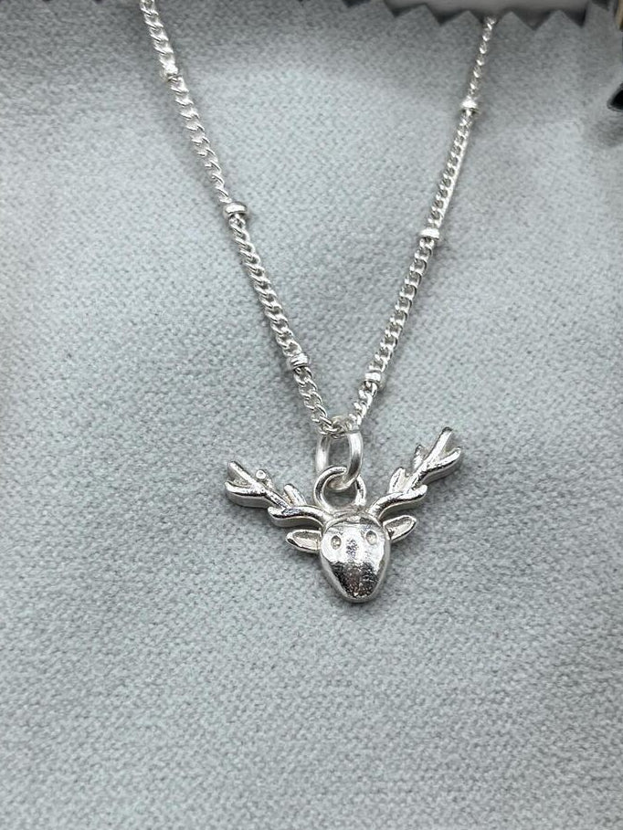 Christmas Gold Reindeer Necklace | 18K Plated, 925 Silver Plated Deer Charm | Festive Holiday Jewellery