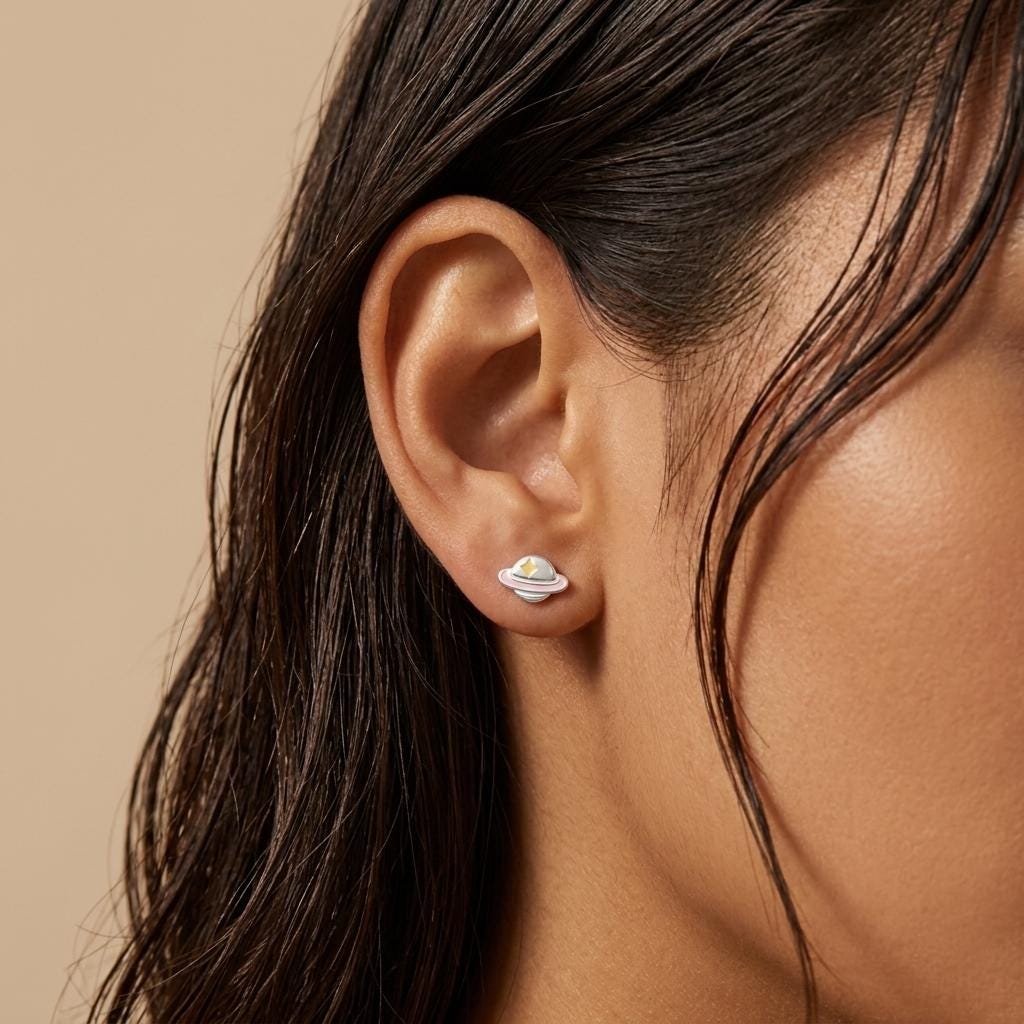 Saturn Planet Stud Earrings – view 5