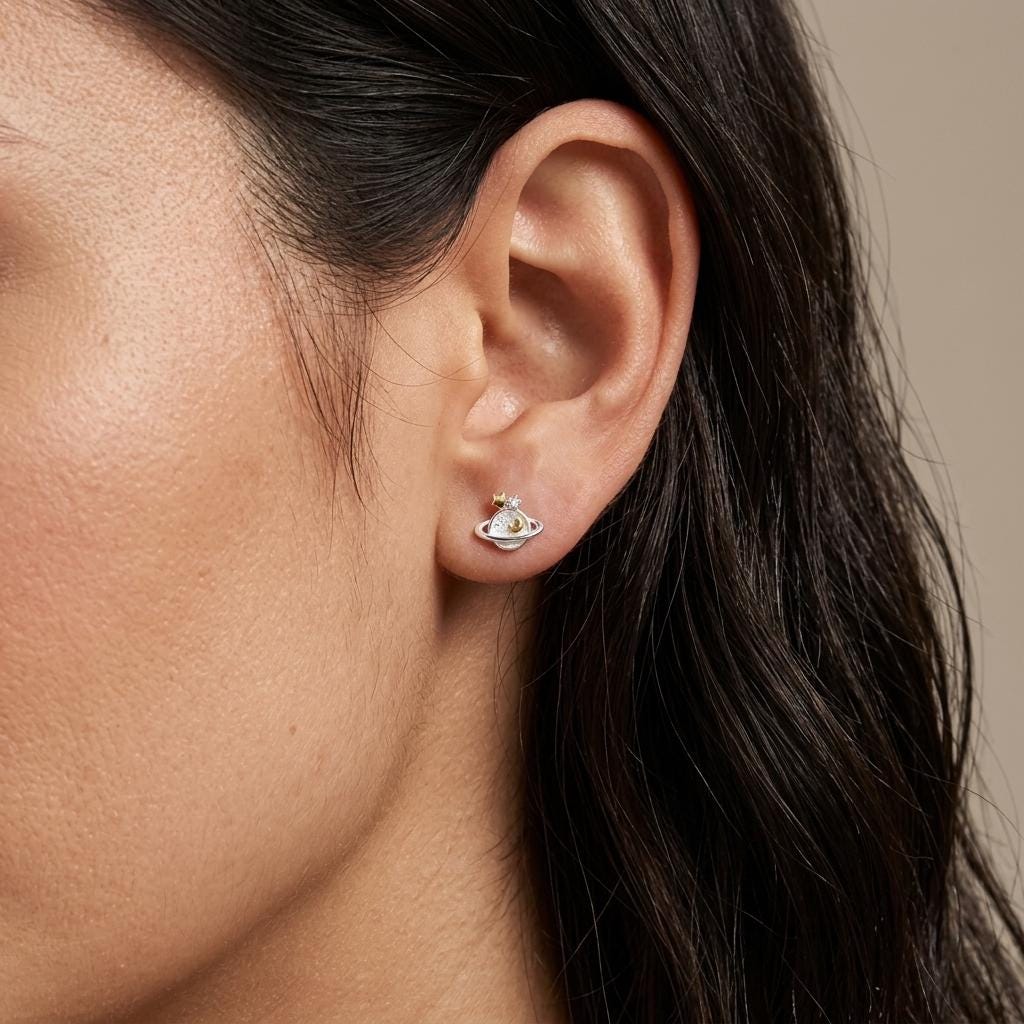 Saturn Planet Stud Earrings – view 6
