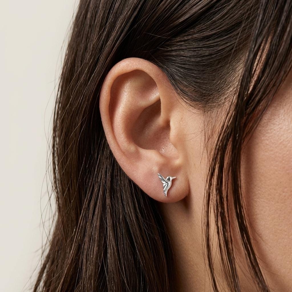 Tiny Hummingbird Stud Earrings – view 3