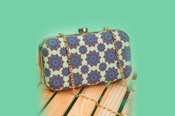 Green Abstract Clutch Bag